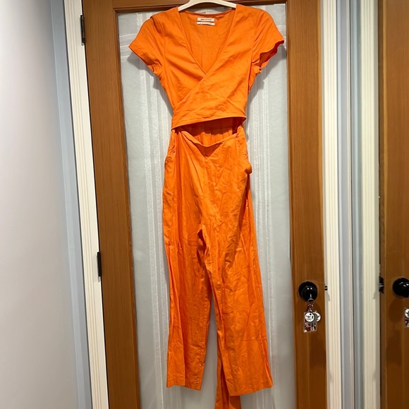 Urban Outfitters Orange Linen Jumpsuit - Picture 2 of 3